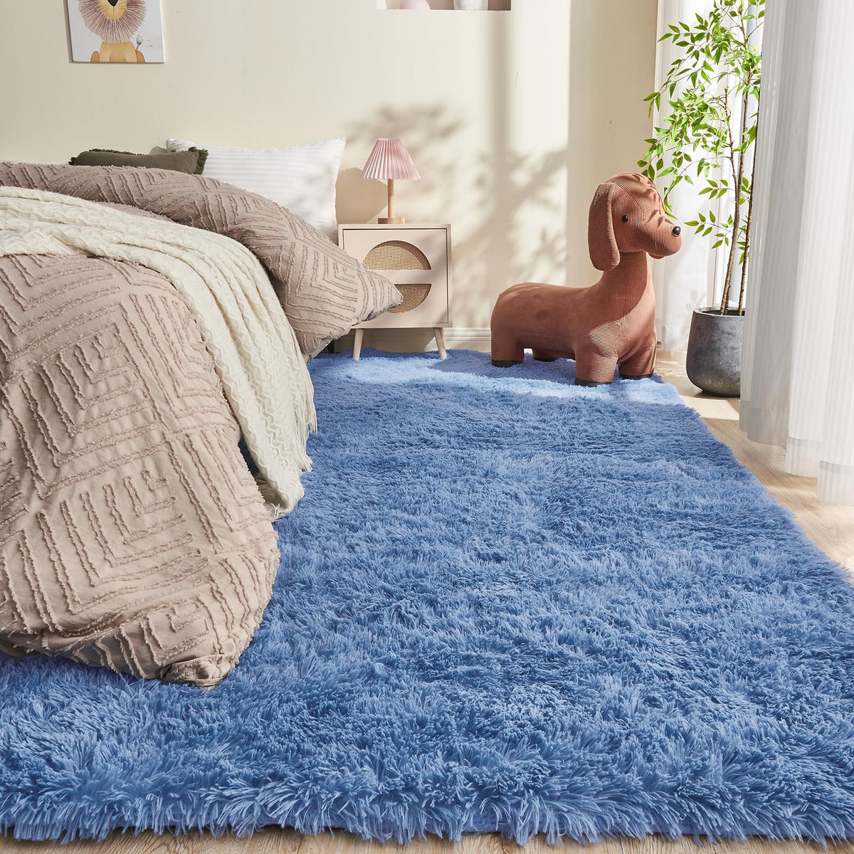 OPPODREAM 5x7 Beige Rugs for Bedroom, Ultra-Soft Fluffy Area Rugs for Living Room, 5 x 7 Shag Carpet for Nursery, Kids, Girl, Boy, Baby, Plush, Fuzzy, Shaggy, Cute Home Decor