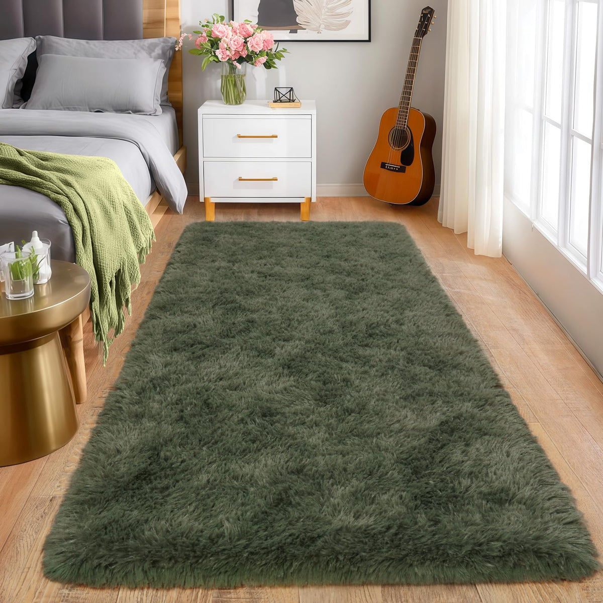 Pionblank 8x10 Rug for Living Room, Fluffy Large Area Rug, Cream White