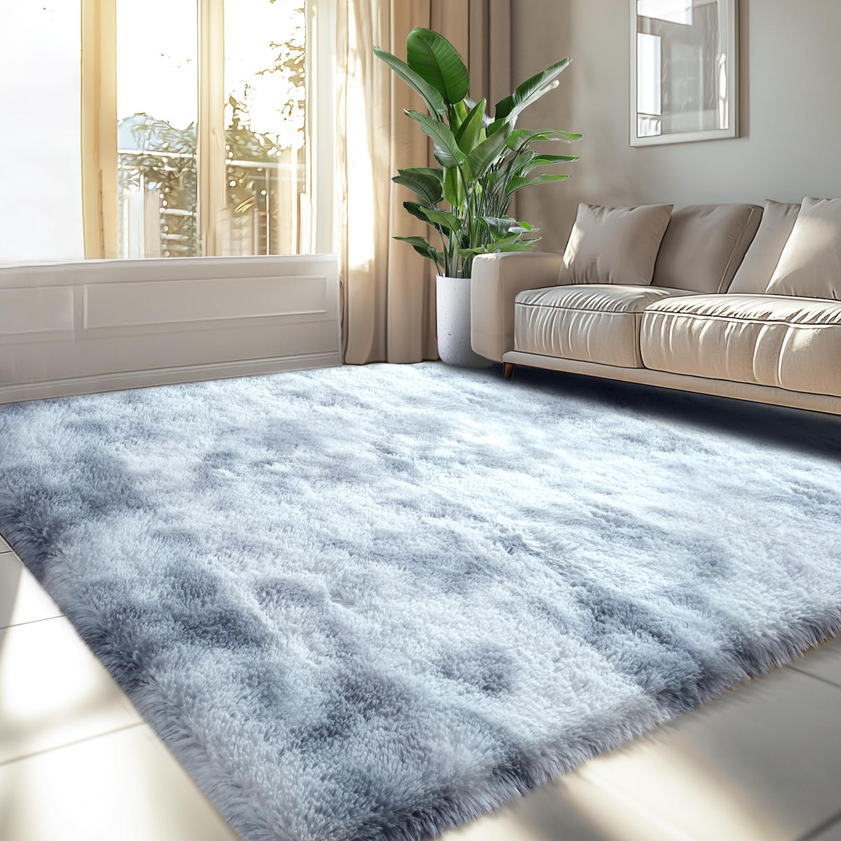 Topmaxcs Fluffy 8x10 Area Rug for Living Room – Grey Shag Plush Rugs