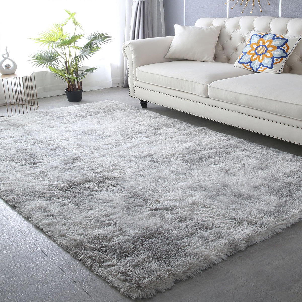 CAIYUECS White Fluffy Bedroom Rug 5x7 – Ultra Soft Shag Dorm Decor