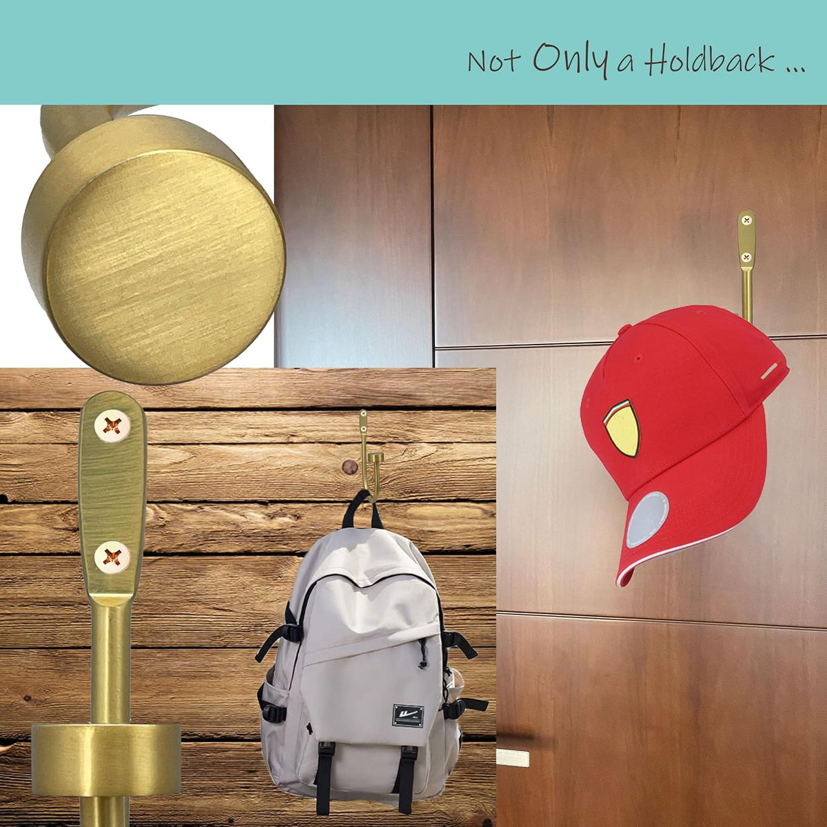Quality Curtain Holdbacks, Solid Steel Curtain Holdback with Disk Finial,Electroplate Finishes, Set of 2 Window Curtain Tieback Hooks, Warm Gold