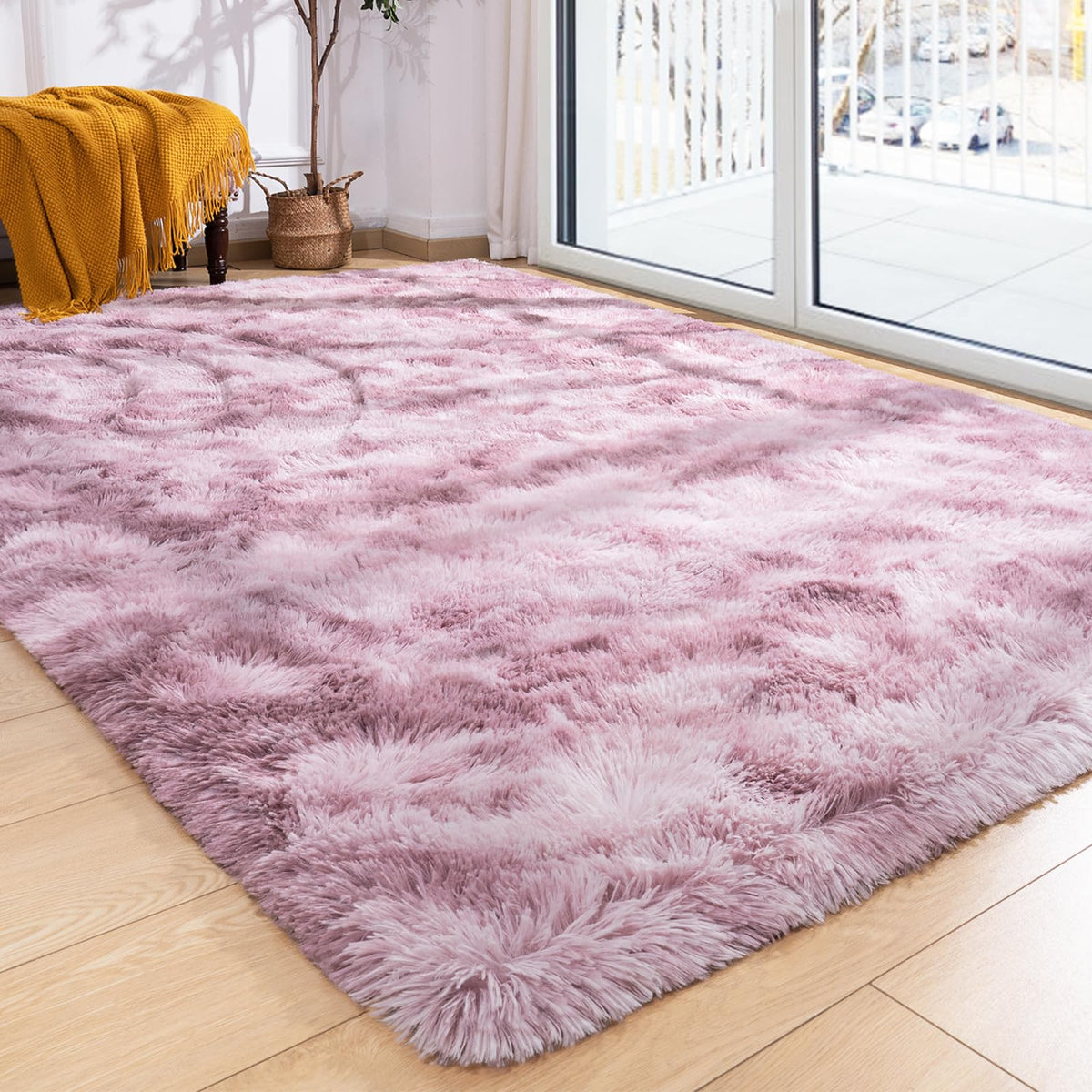 Softlife Dark Purple Area Rug for Bedroom, Fluffy Shag Plush 3x5 Rugs for Living Room Girls, Shaggy Throw Soft Fuzzy Small Kids Carpet for Dorm Bedside Ultra Cozy Non-Slip Indoor Decor