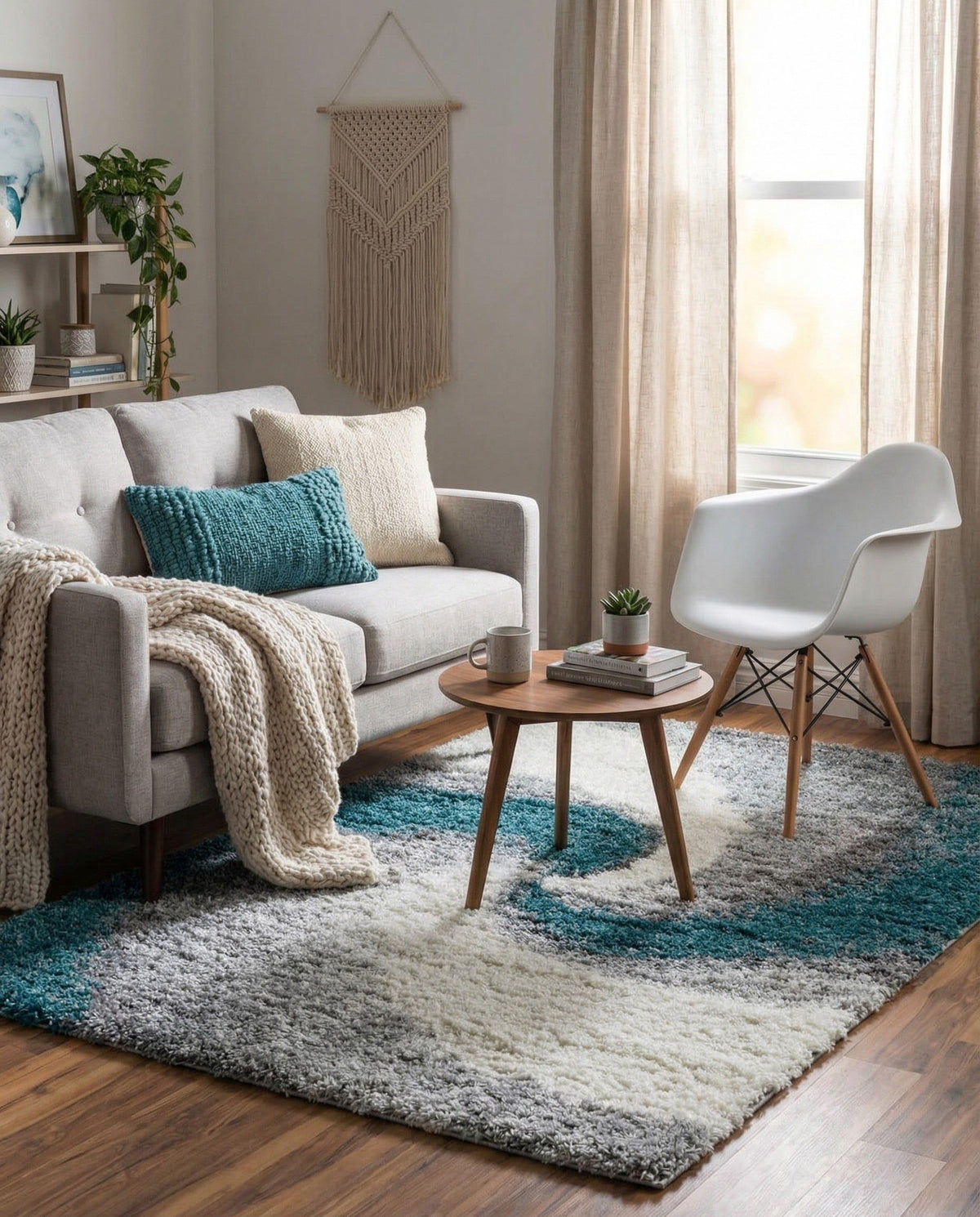 Rugs.com - Soft Touch Shag Rug – 4' 1 x 6' 1 Khaki Shag Rug – Plush Abstract Design for Bedrooms, Living Rooms, and Home Offices