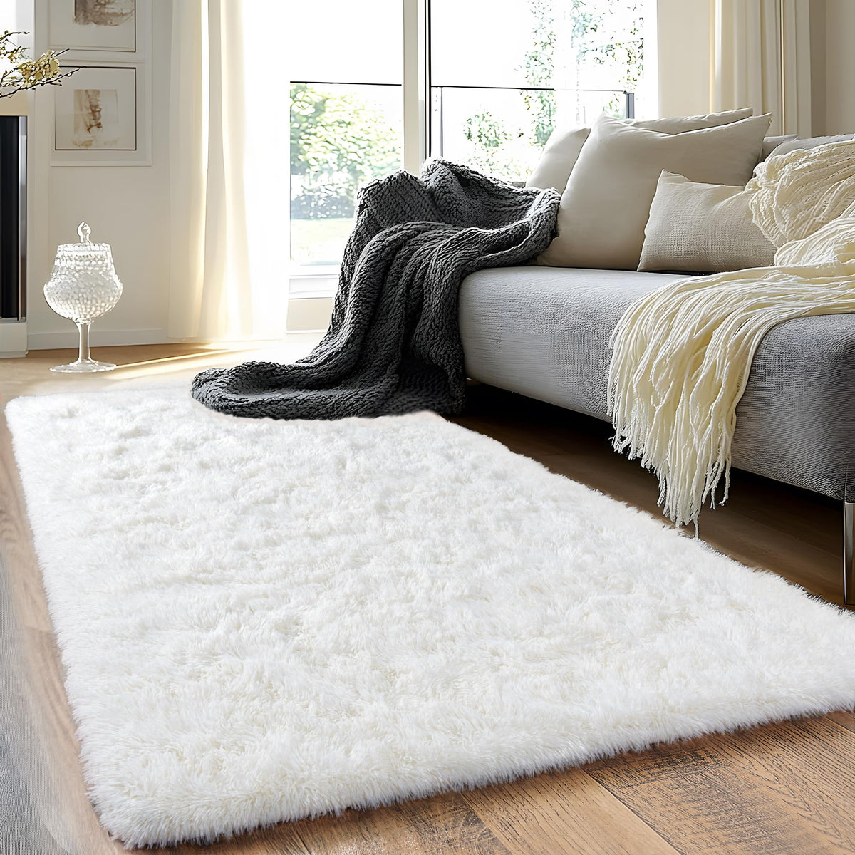 8x10 Area Rugs for Living Room, Ultra Soft Large Shag Black Bedroom Rug Upgrade Non-Slip Plush Modern Fluffy Carpet for Kids Boys Girls Room Home Decor Aesthetic