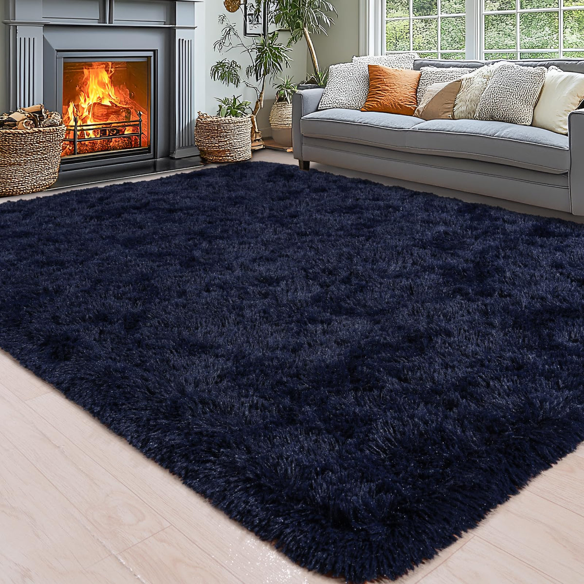 8x10 Area Rugs for Living Room, Cream White Soft Fuzzy Large Shaggy Rug