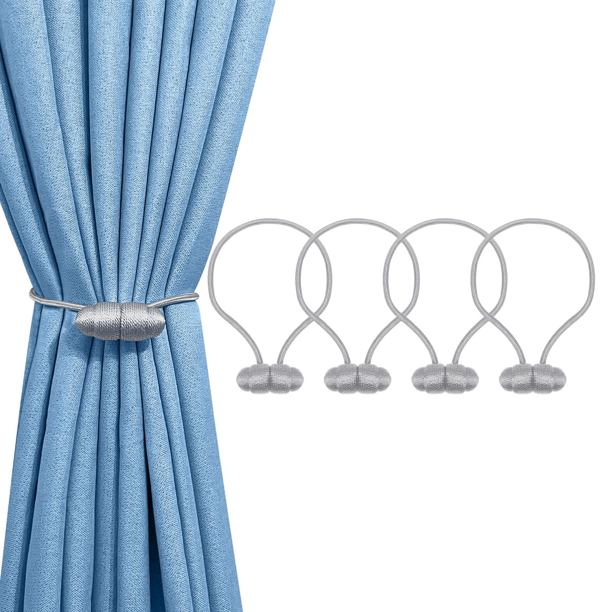 Tifanso 4PCS Black Boho No Drill Magnetic Curtain Tiebacks for Home Decor
