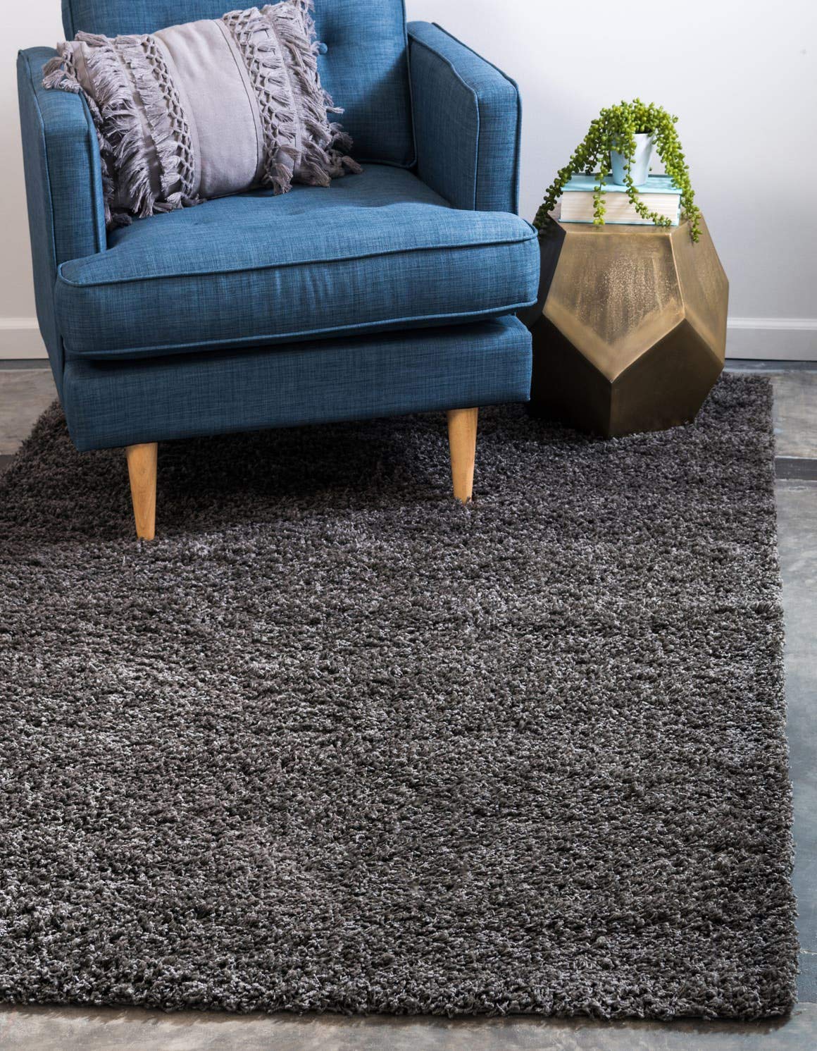 Unique Loom Solid Shag Collection Area Rug (8' x 10' Rectangle, Sandy Brown)