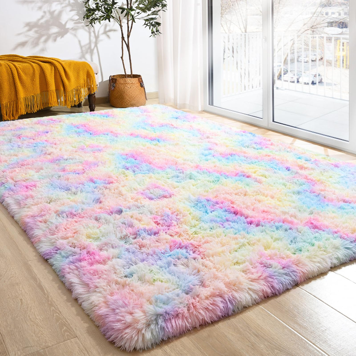 Softlife Dark Purple Area Rug for Bedroom, Fluffy Shag Plush 3x5 Rugs for Living Room Girls, Shaggy Throw Soft Fuzzy Small Kids Carpet for Dorm Bedside Ultra Cozy Non-Slip Indoor Decor