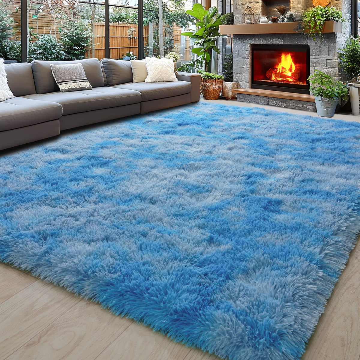 8x10 Area Rugs for Living Room, Cream White Soft Fuzzy Large Shaggy Rug