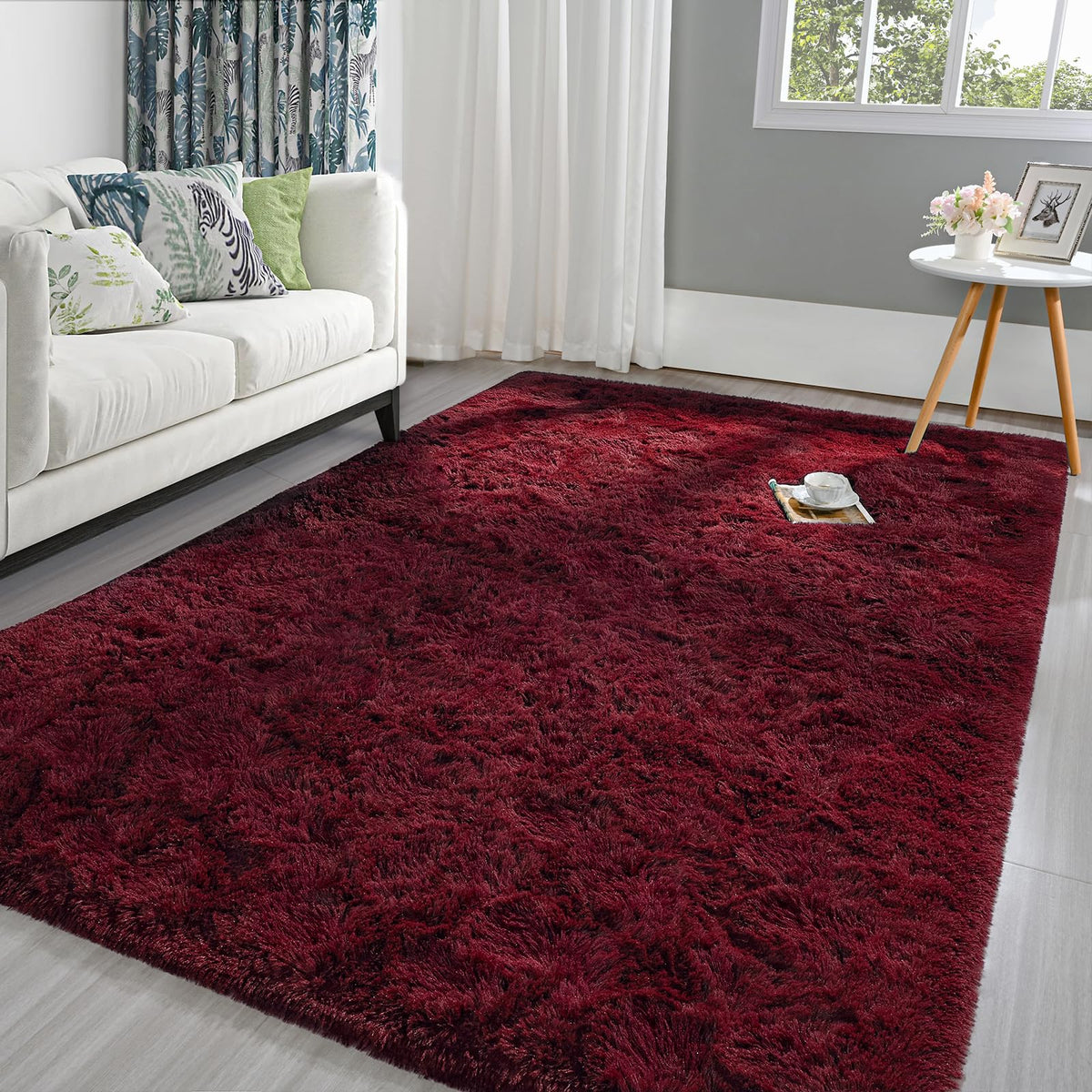 Pettop Fluffy Sage Green Rug for Bedroom Living Room, 6x9 Feet Super Soft Shaggy Plush Fuzzy Rugs for Girls Kids Boys, Non-Slip and Washable Rug for Nursery Classroom, Carpet for Rooms Decor