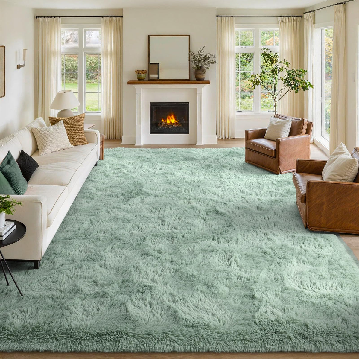 8x10 Area Rugs for Living Room Fluffy Carpet(Black)