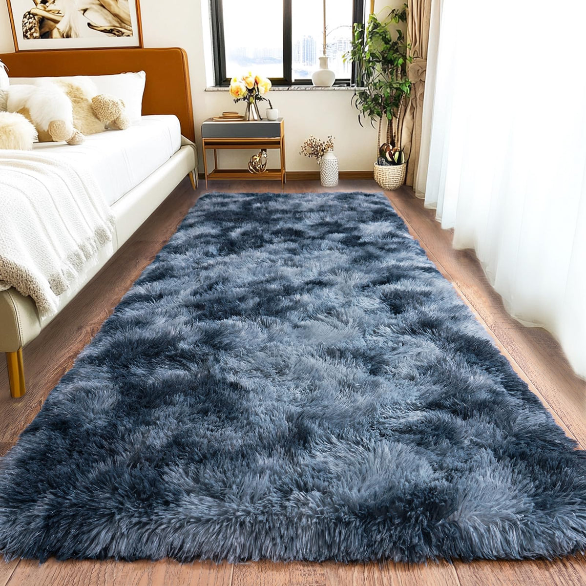 Pionblank 8x10 Rug for Living Room, Fluffy Large Area Rug, Cream White