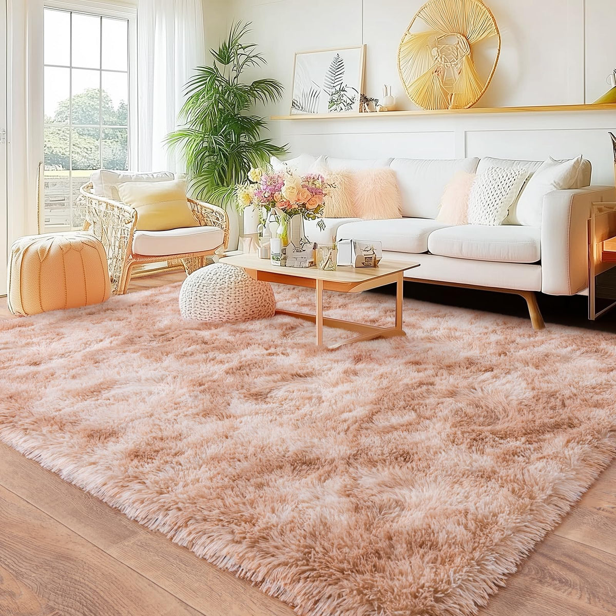 8x10 Area Rugs for Living Room, Large Ultra Fluffy Fuzzy Shag Rug for Bedroom, Modern Plush Soft High Pile Upgrade Non-Slip Carpet for Kids Girls and Boys Room Decor, Tie-Dyed Blue Grey