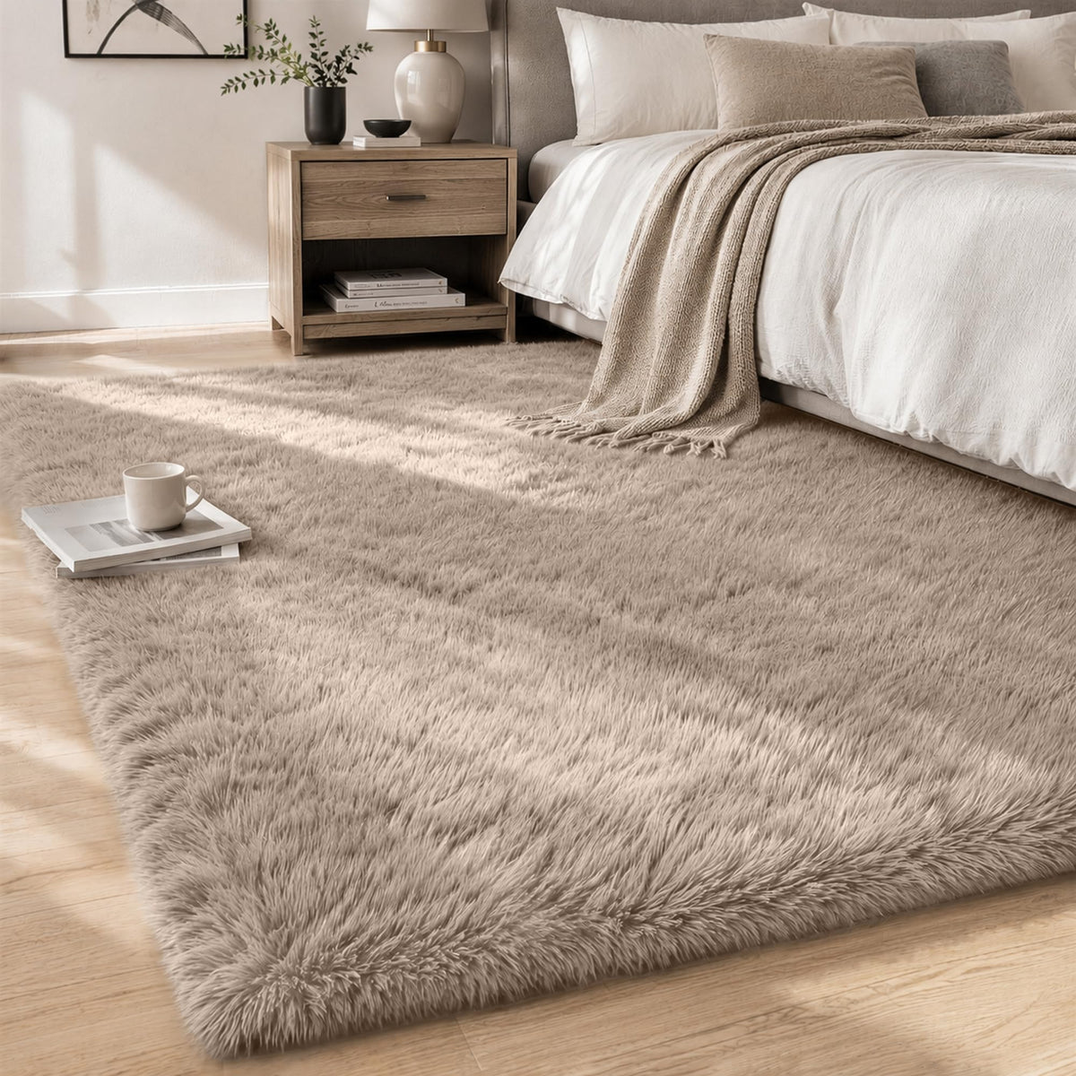 8x10 Area Rugs for Living Room Bedroom,Ultra Soft Fluffy Shag Rug Grey
