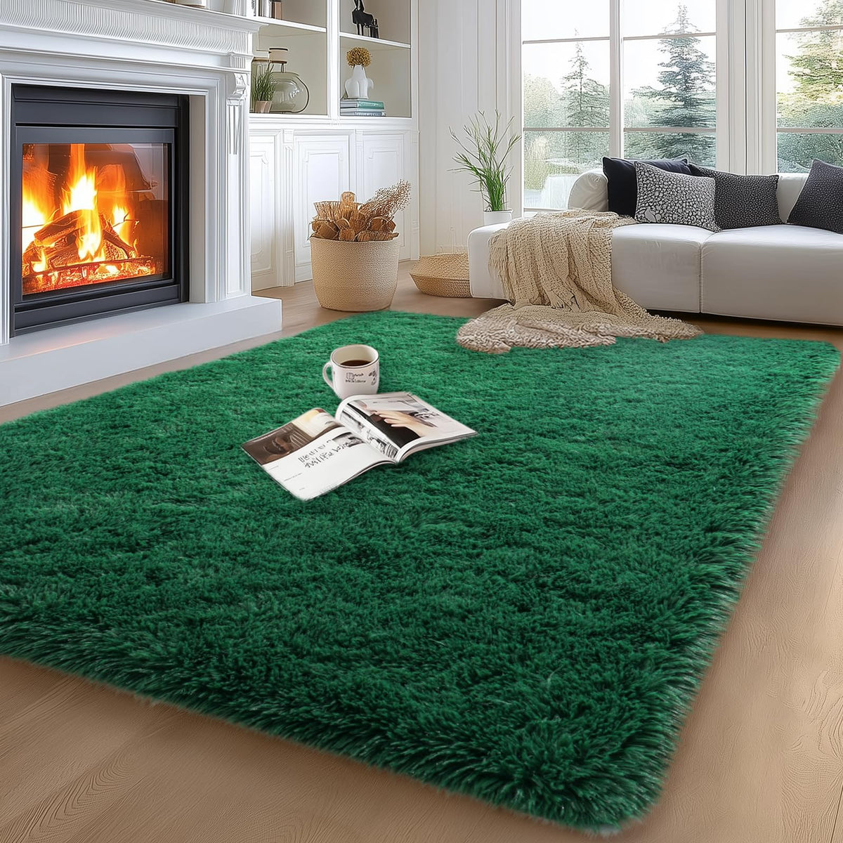 qulint Large Area Rug for Living Room 10x14, Fluffy Tan Rug for Bedroom