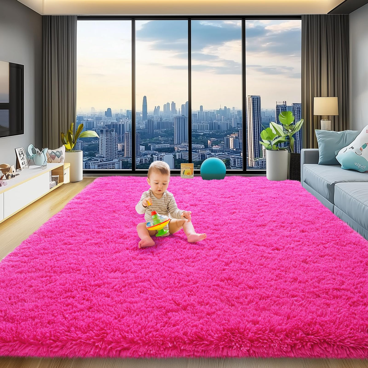 qulint Large Area Rug for Living Room 10x14, Fluffy Tan Rug for Bedroom