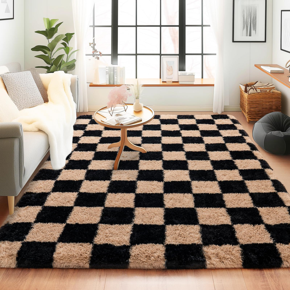 8x10 Area Rugs for Living Room, Large Ultra Fluffy Fuzzy Shag Rug for Bedroom, Modern Plush Soft High Pile Upgrade Non-Slip Carpet for Kids Girls and Boys Room Decor, Tie-Dyed Blue Grey