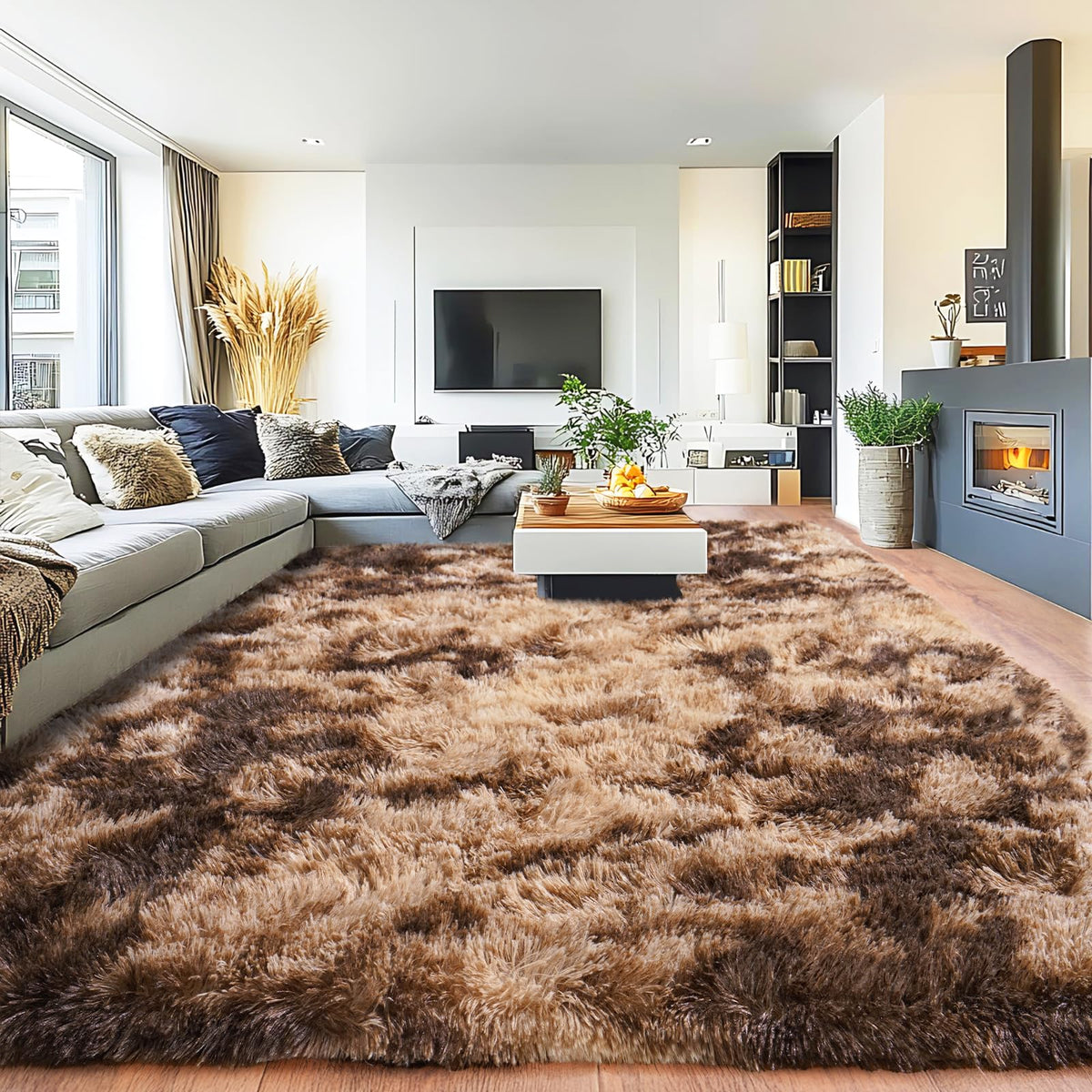 Pionblank 8x10 Rug for Living Room, Fluffy Large Area Rug, Cream White
