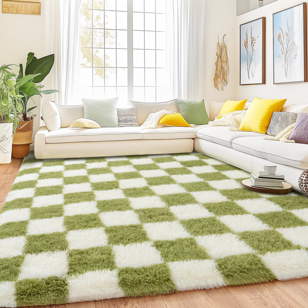 8x10 Area Rugs for Living Room, Large Ultra Fluffy Fuzzy Shag Rug for Bedroom, Modern Plush Soft High Pile Upgrade Non-Slip Carpet for Kids Girls and Boys Room Decor, Tie-Dyed Blue Grey