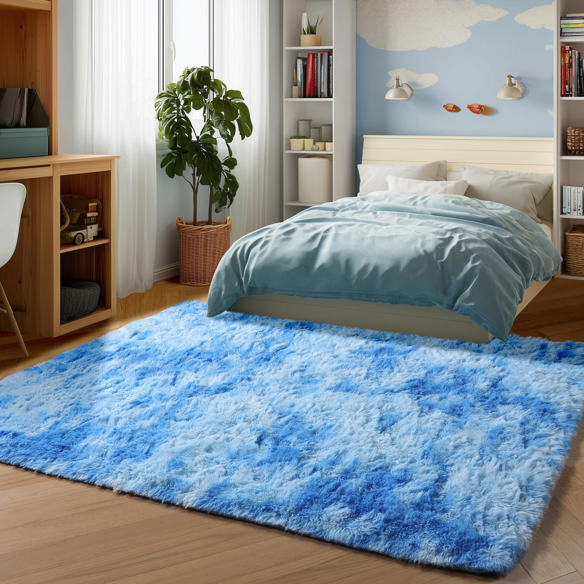 Light Pink Fluffy Round Rug Circle Area Rugs 4ft for Girls Kids Bedroom