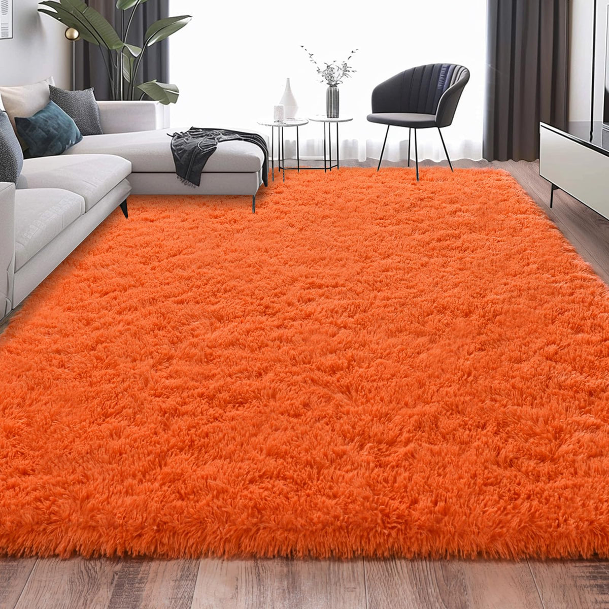 9x12 Large Shag Rugs for Living Room, Washable Abstract Blue Yellow