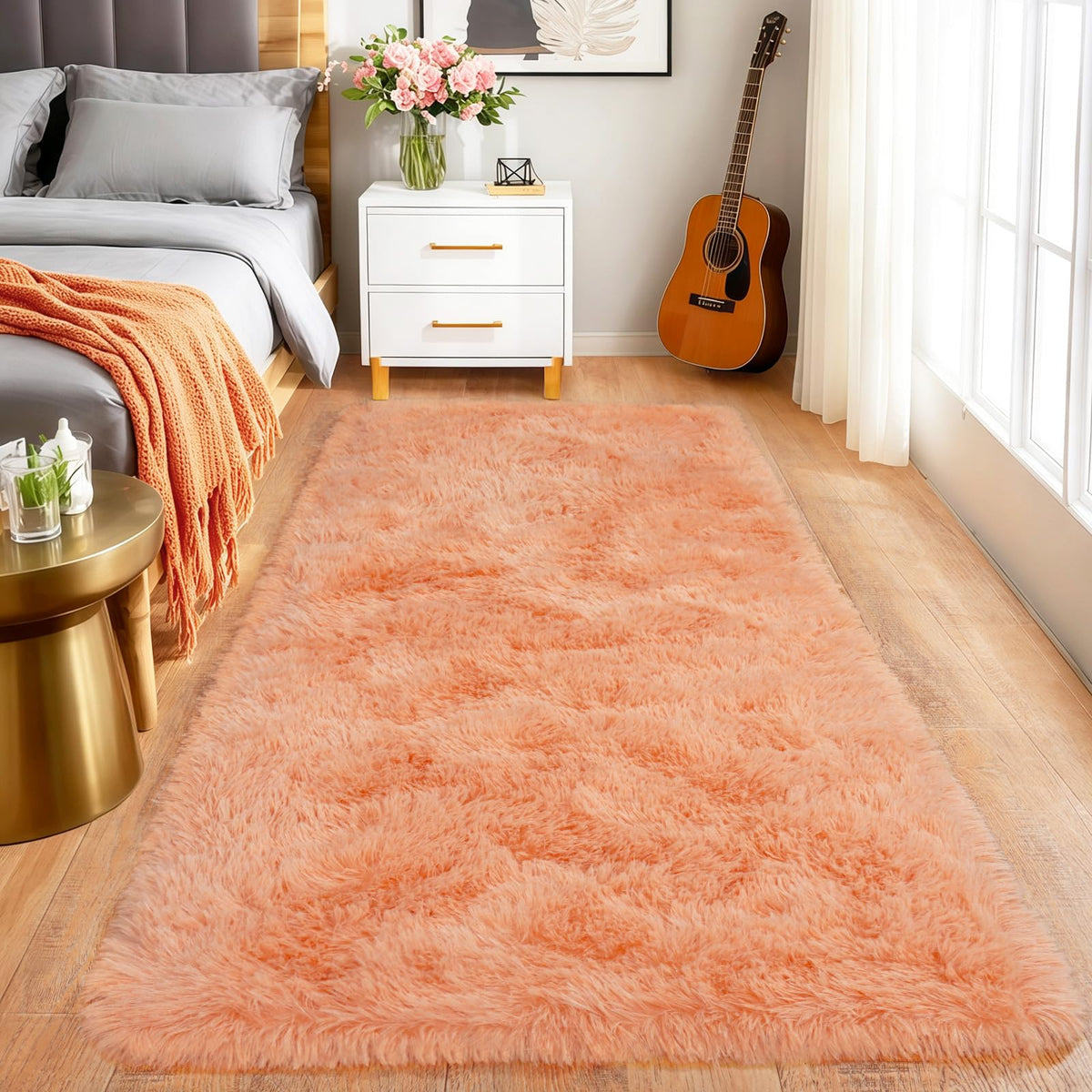 Pionblank 8x10 Rug for Living Room, Fluffy Large Area Rug, Cream White