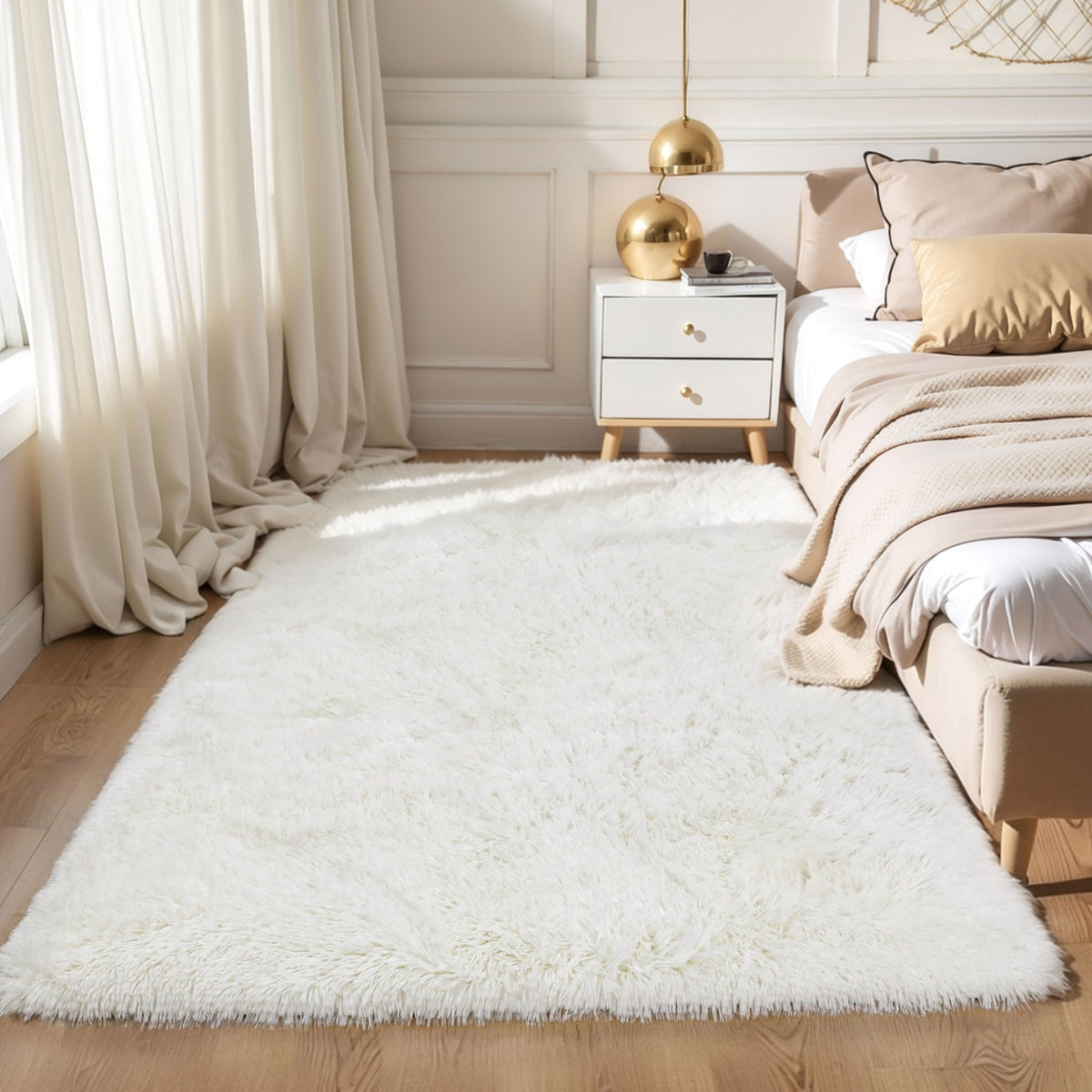KICHOWUA 4x6 Fluffy Fuzzy Kids Shag Rainbow Rug for Girls Bedroom Playroom