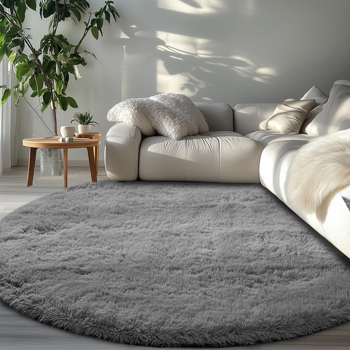 Topmaxcs Fluffy 8x10 Area Rug for Living Room – Grey Shag Plush Rugs