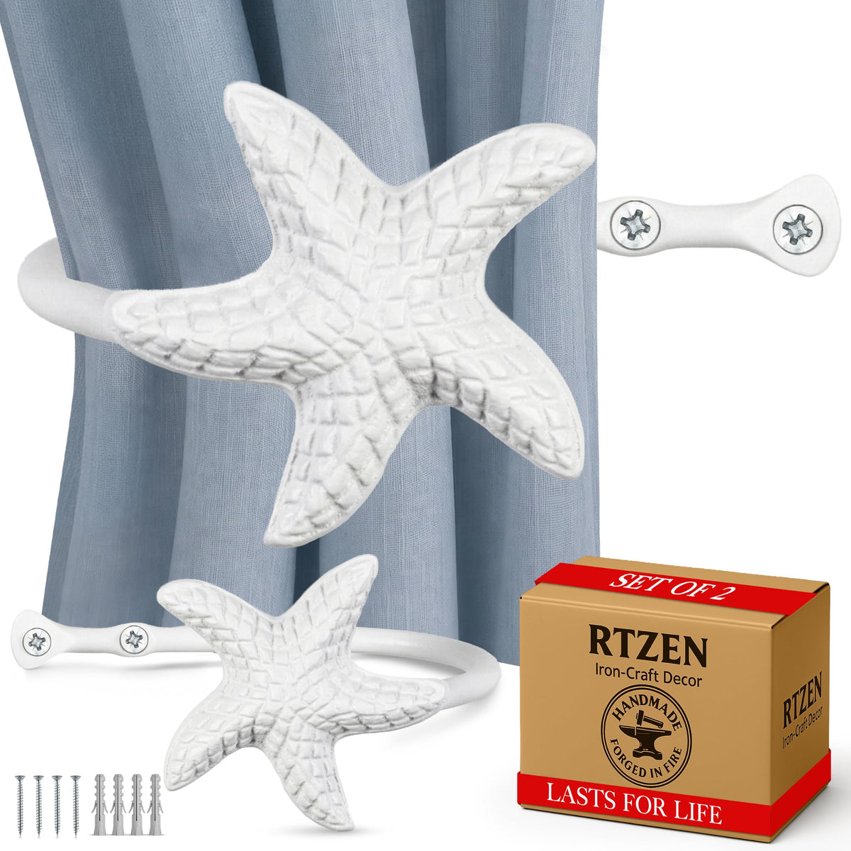 RTZEN Metal Curtain Tiebacks, Drapery Holders for Wall, 2 Pcs