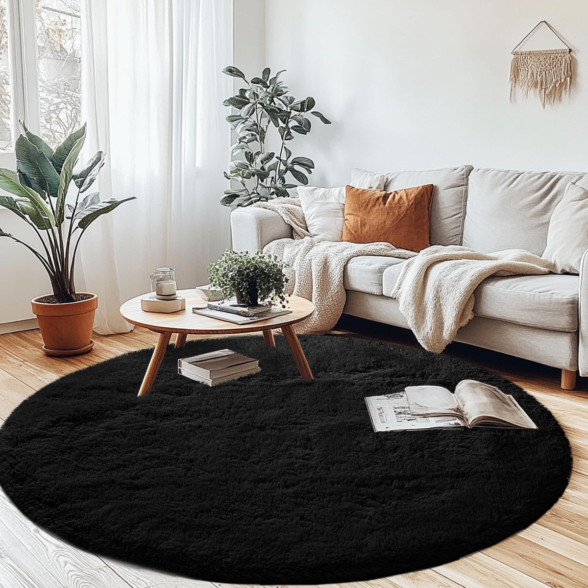 CAIYUECS White Fluffy Bedroom Rug 5x7 – Ultra Soft Shag Dorm Decor