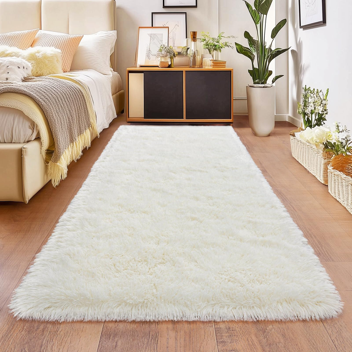 8x10Ft Soft Shaggy for Living Room, High Pile Fluffy Rugs Blush Area Rug