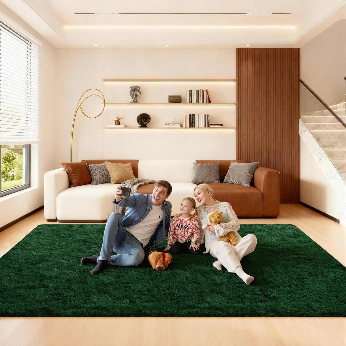 5x7 Large Fluffy Area Rugs for Living Room Bedroom, Light Tan