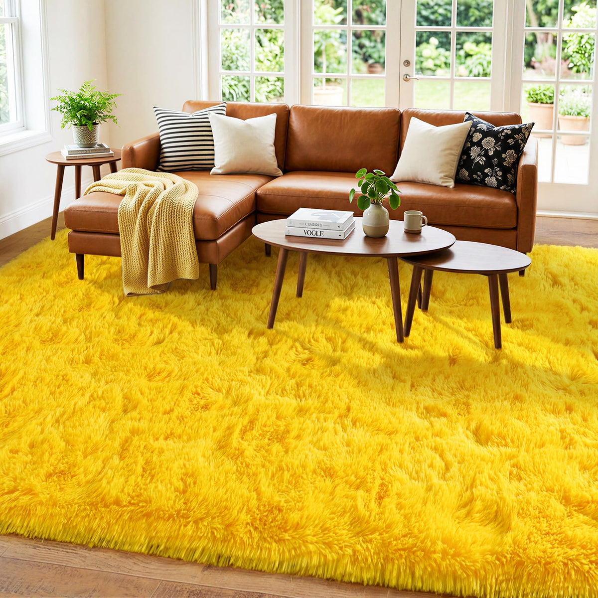 Pionblank 8x10 Rug for Living Room, Fluffy Large Area Rug, Cream White