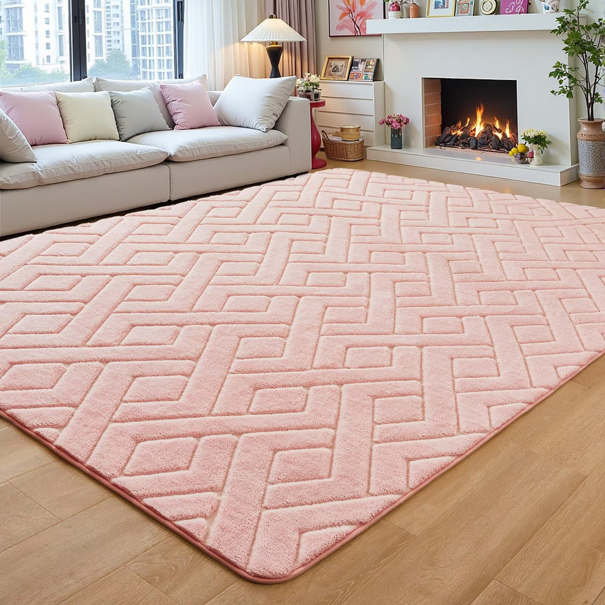 5x7 Black Fluffy Shag Area Rug for Living Room Bedroom