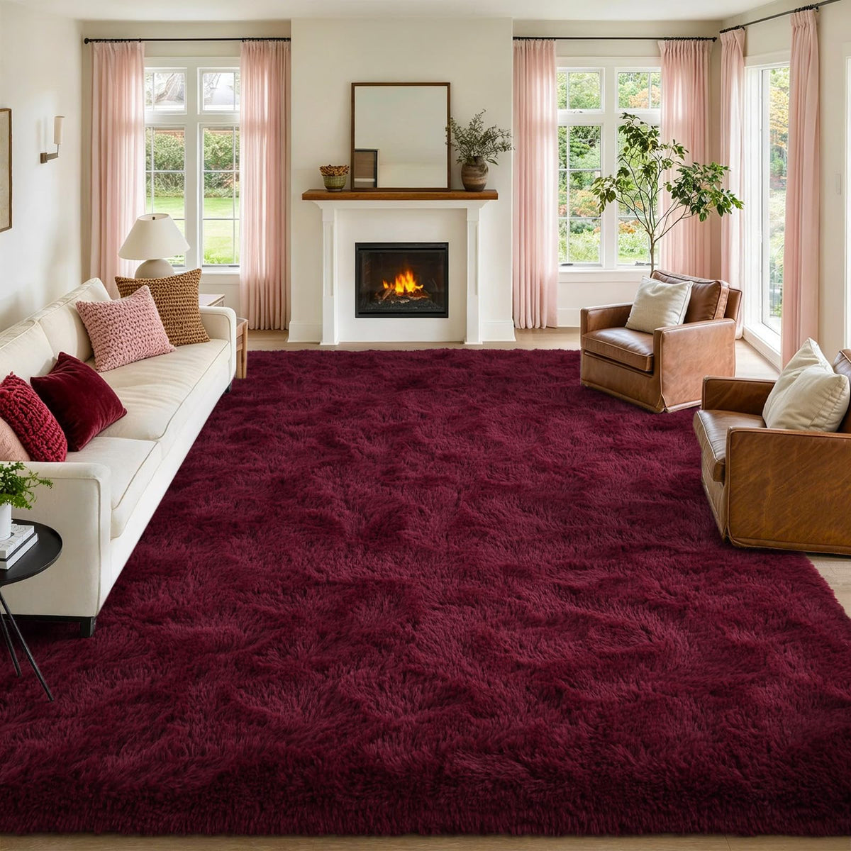 8x10 Area Rugs for Living Room Fluffy Carpet(Black)
