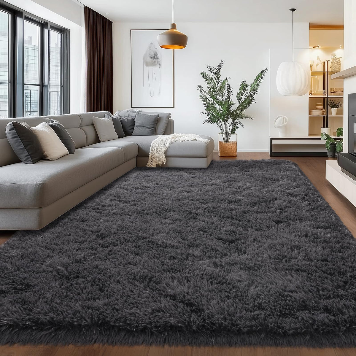 8x10 Shag Area Rug for Living Room, Fluffy Plush Rug Non-Slip Floor Carpet