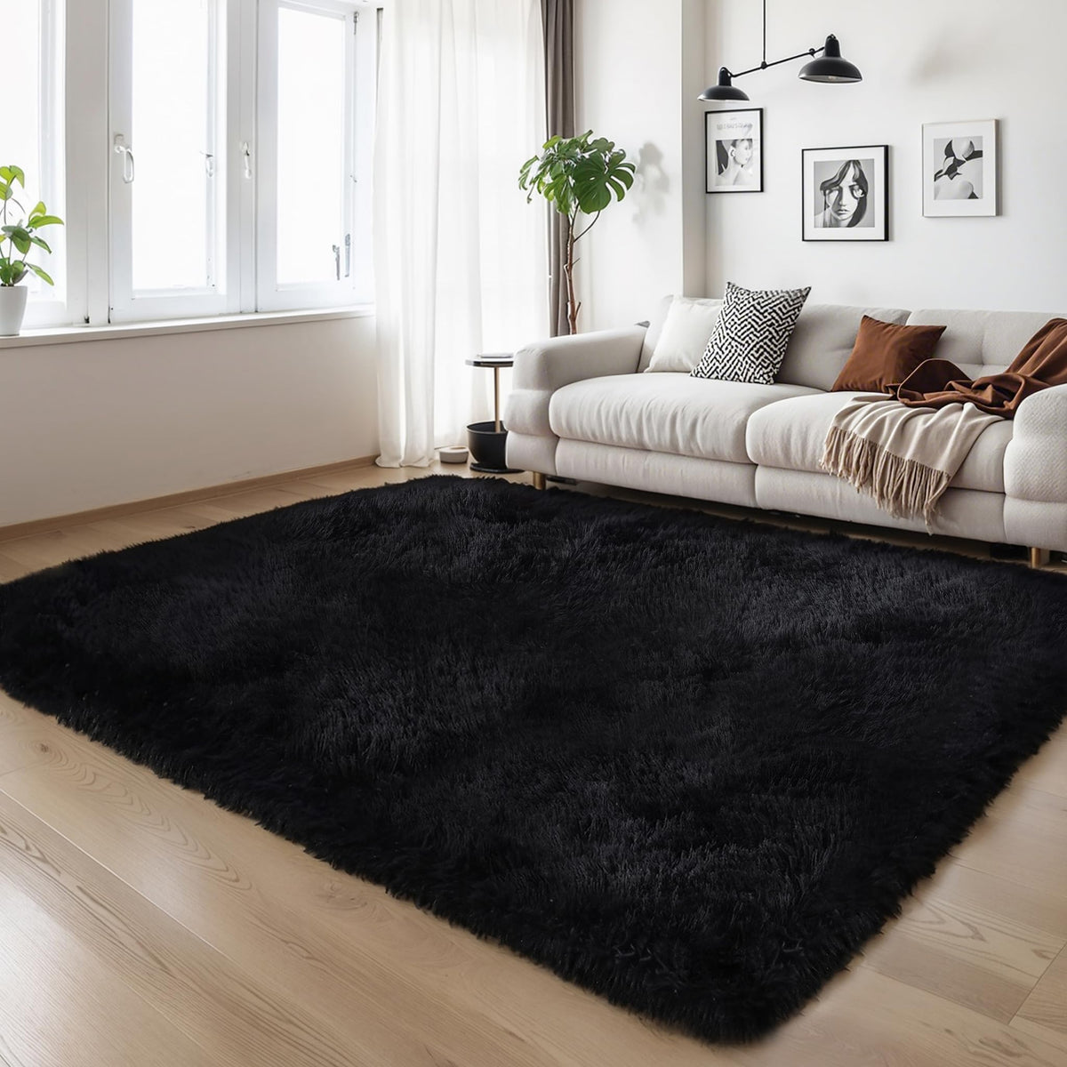 KICHOWUA 4x6 Fluffy Fuzzy Kids Shag Rainbow Rug for Girls Bedroom Playroom