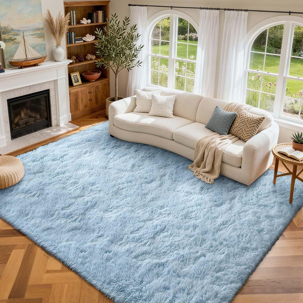 8x10 Ft Extra Large Shag Rugs for Living Room, Tie Dyed Ultra Soft Fluffy Furry Area Rugs for Bedroom Indoor Floor, Aesthetic Carpet for Kids Home Decor (Dark Grey)