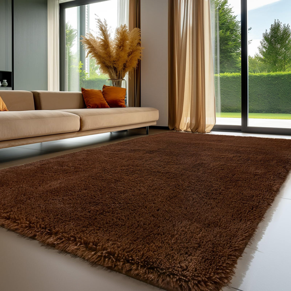 Sour Lemon 8x10 Area Rugs for Bedroom Living Room, Fluffy Shag Cream