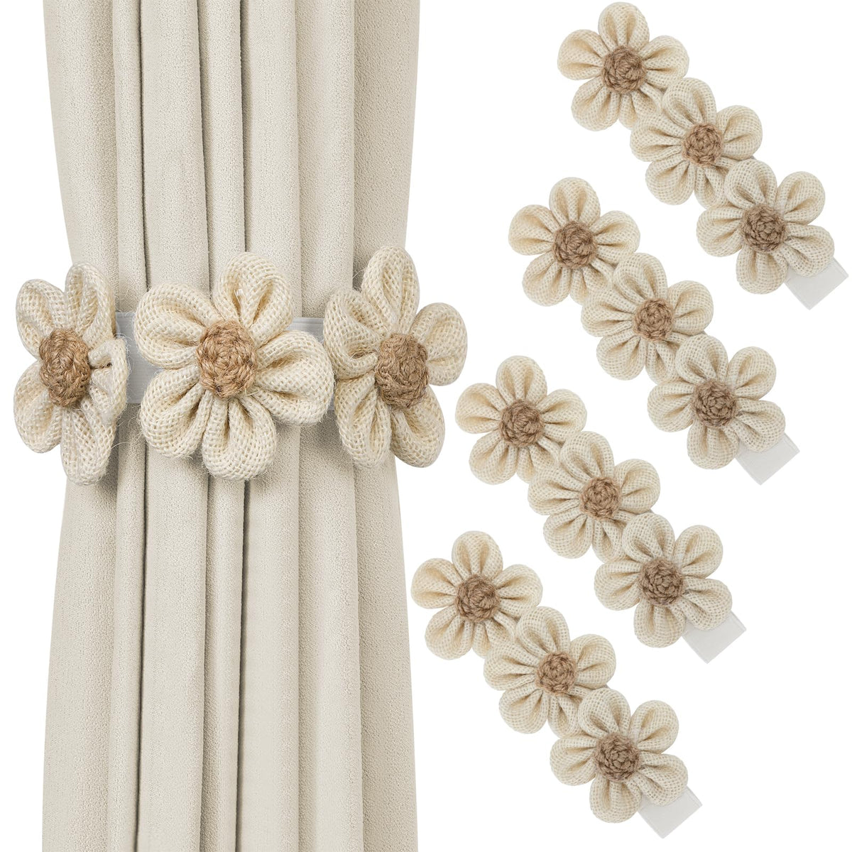 KLOGTSIND Flower Curtain Tiebacks, Decorative Curtain Holdbacks No Drill