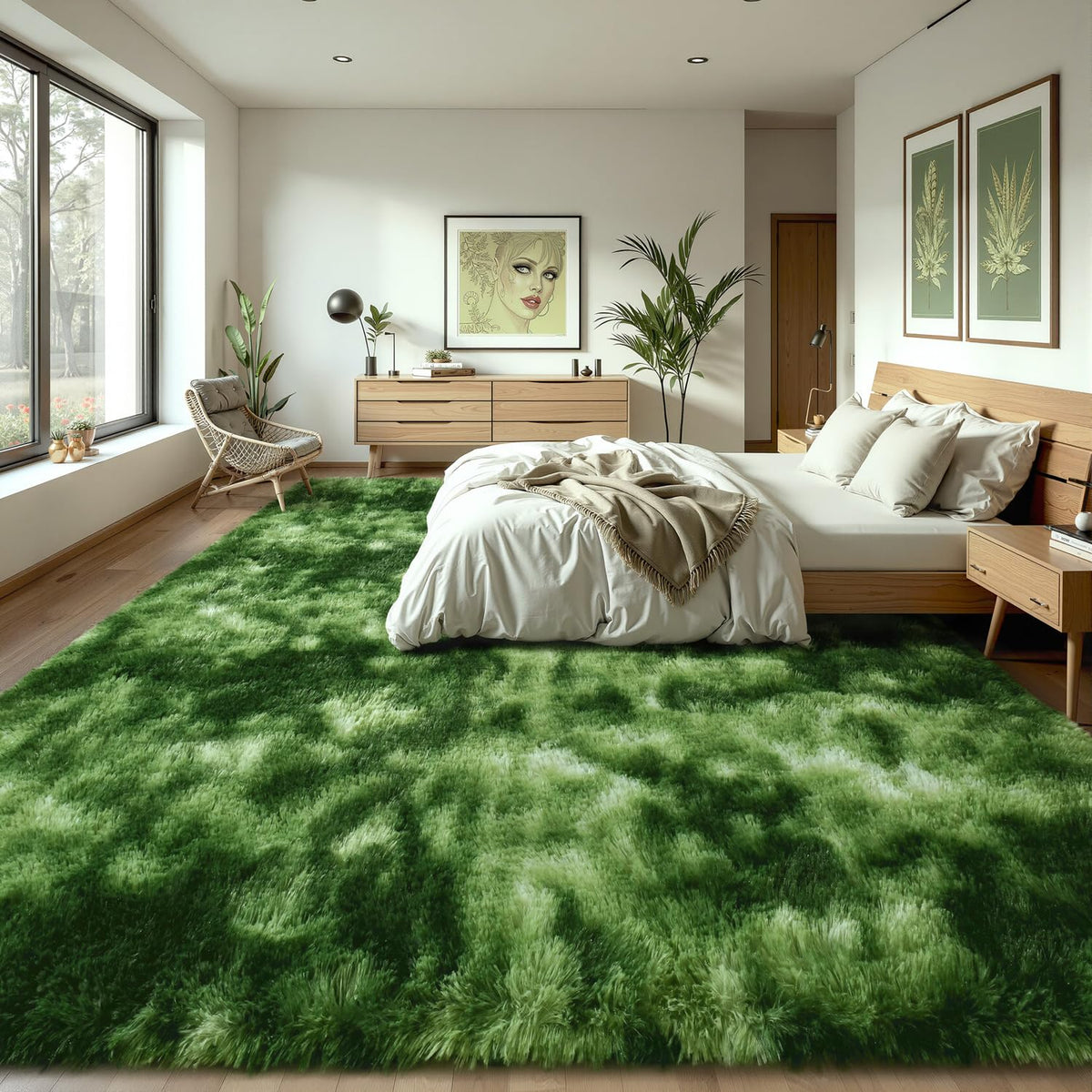 EVOIONOS Area Rug for Bedroom Living Room, Machine Washable 5x7 Fluffy Shag Rug, Soft Plush Non Slip Carpet for Indoor Floor Bedside Nursery Kids Girls Room Dorm, Home Decor Aesthetic, ‌Tie-Dye Camel
