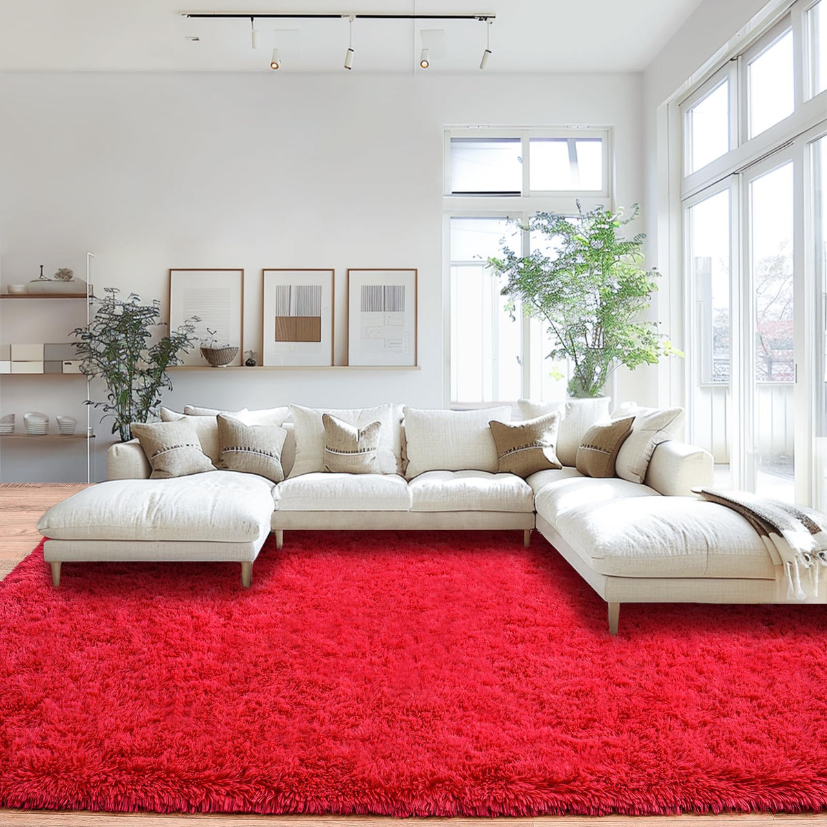 Mugorn 8x10 Area Rugs for Living Room, Large Fluffy Cream White Rugs