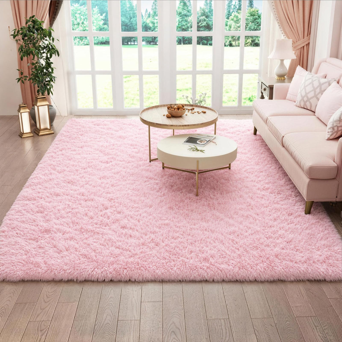 Ophanie 8x10 Area Rugs for Living Room, Washable Non-Slip Fluffy Soft Large Shag Bedroom Carpet, Ivory Big Indoor Nursery Rug, Carpets for Boy and Girls Room Dorm Decor with Over 99 pcs Pile fibers