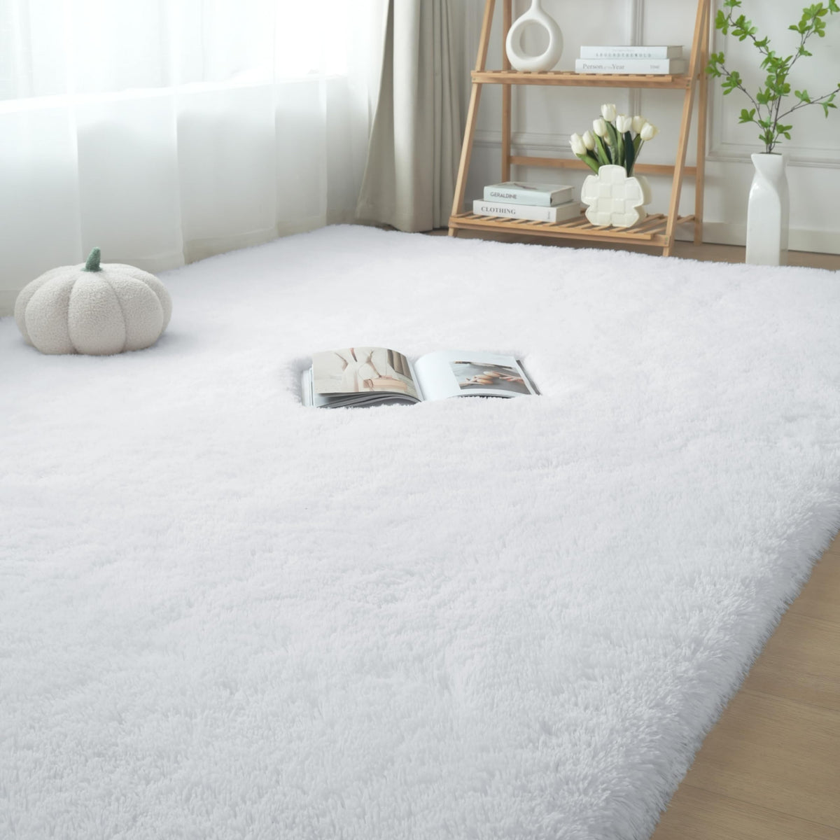 Grey Shag Rug for Living Room 6x9 - Soft Fluffy Plush Area Carpet