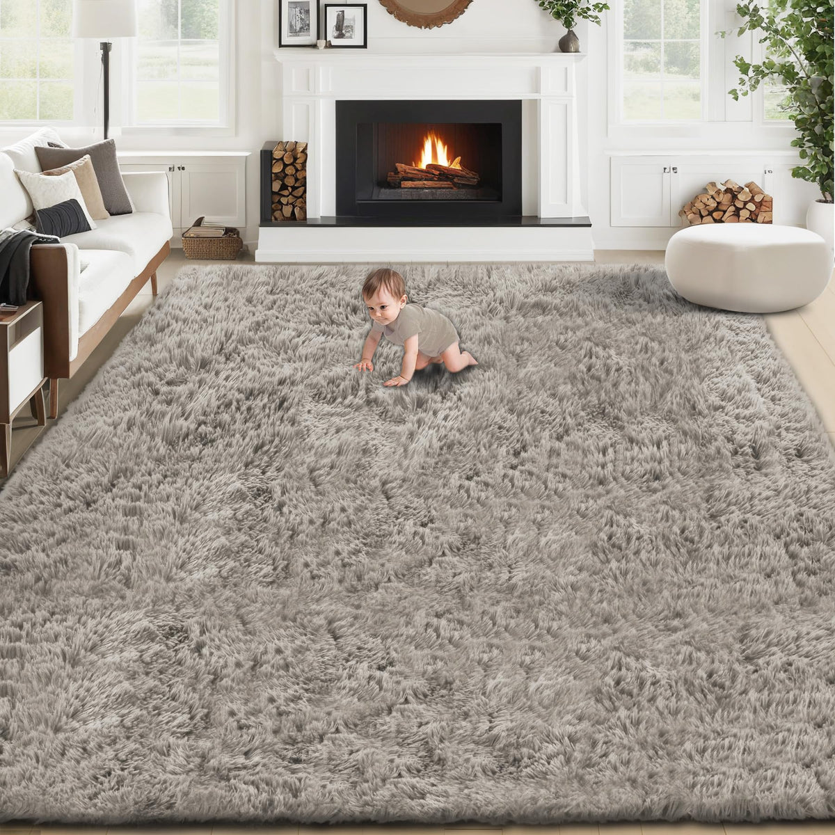 8x10 Area Rugs for Living Room: Fluffy Shag Soft Washable Rug Large Fuzzy Plush Indoor Carpet for Bedroom Nursery Playroom Kids Girls Boys Room (Camel, 8'x10')