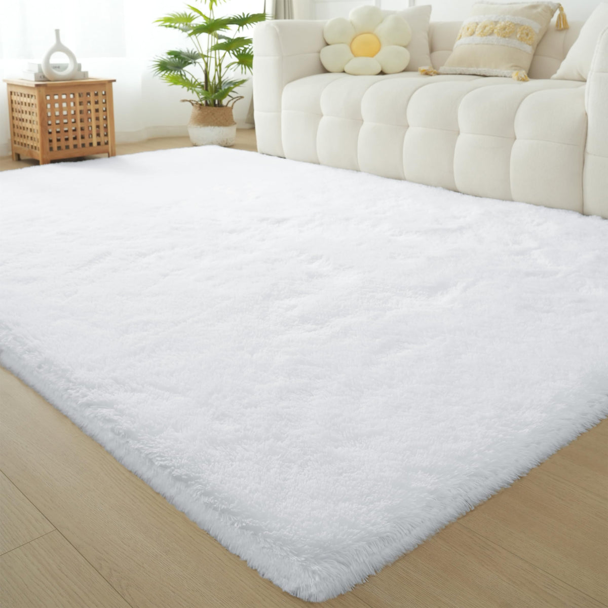 Grey Shag Rug for Living Room 6x9 - Soft Fluffy Plush Area Carpet