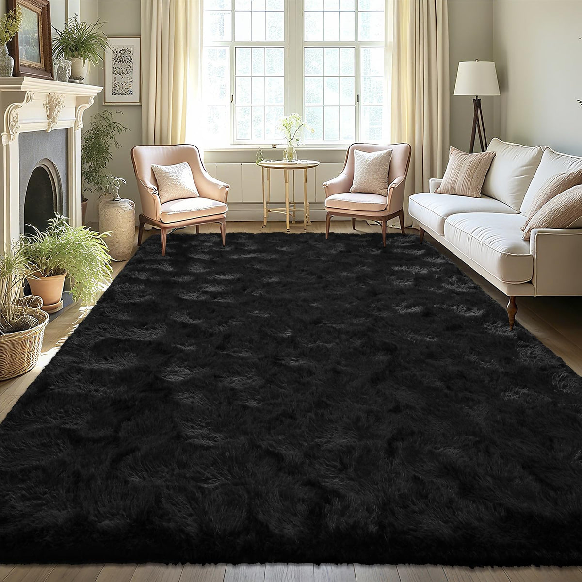 LOCHAS Area Rugs Fluffy Living Room Carpets for Kids Bedroom 6x9, Cream