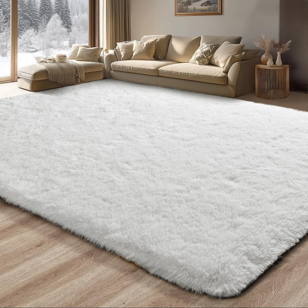 Merelax Soft Modern Indoor Large Shaggy Rug for Livingroom Bedroom Dorm Kids Room Home Decor, Non-Slip Plush Fluffy Furry Fur Area Rugs Comfy Nursery Accent Floor Carpet 9x12 Feet, Black