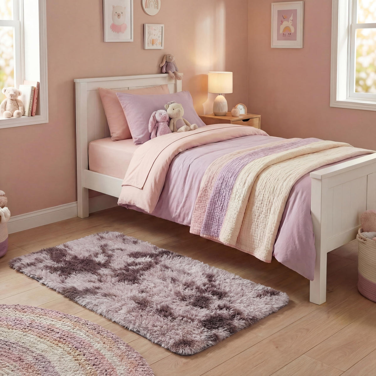 SAFAVIEH Rainbow Shag Collection Area Rug - 8' x 10', Light Beige, Slip Resistant, Non-Shedding & Easy Care, 1.6-inch Thick, Ideal for Living Room, Bedroom, Home Office, Dining Space (RBO100A-8)