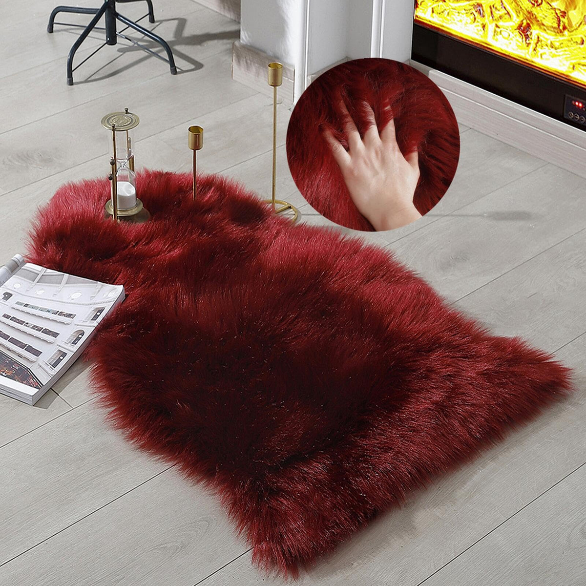 linmopm Faux Fur Sheepskin Fluffy Shag Fuzzy Rug, White, 2x6 ft Runner